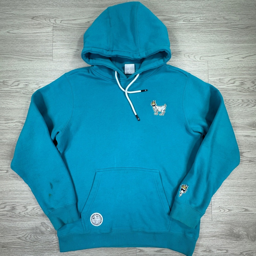 GOAT USA Men's Hoodie Pullover Blue Medium Embroidered Logo Long Sleeve Preppy